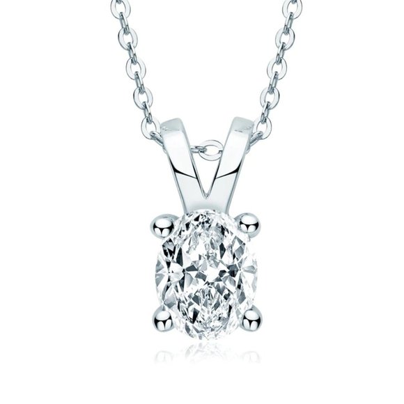 Jewelry - Certified 1ct. t.w. Moissanite Diamond Oval Pendant Necklace NEW